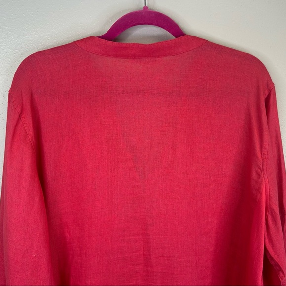 Calvin Klein XL/0X Women's Linen Vibrant Pink Coral Blouse Spring summer casual - Picture 10 of 11